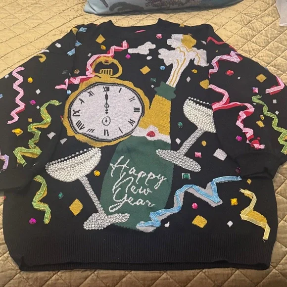 QUEEN OF SPARKLES  Colorful HOLIDAY Sweater - Picture 3 of 8